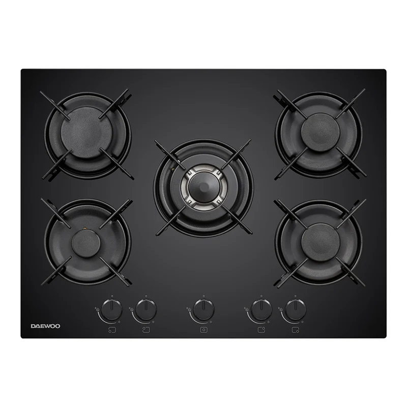 Daewoo BH7GKF51BNM-FR Built-In 70cm Gas on Glass Hob, Knob Control