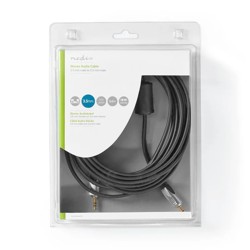 Stereo-Audiokabel 3,5 mm Male - 3,5 mm Male - Verguld