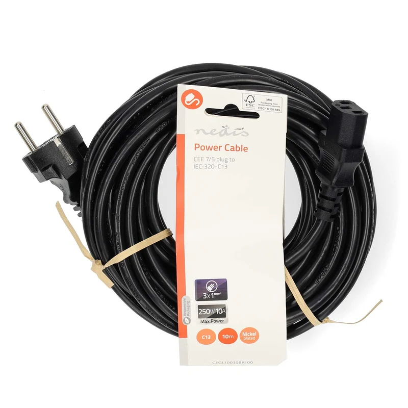 Stroomkabel Type F (CEE 7/7) Male - IEC-320-C13 - Recht