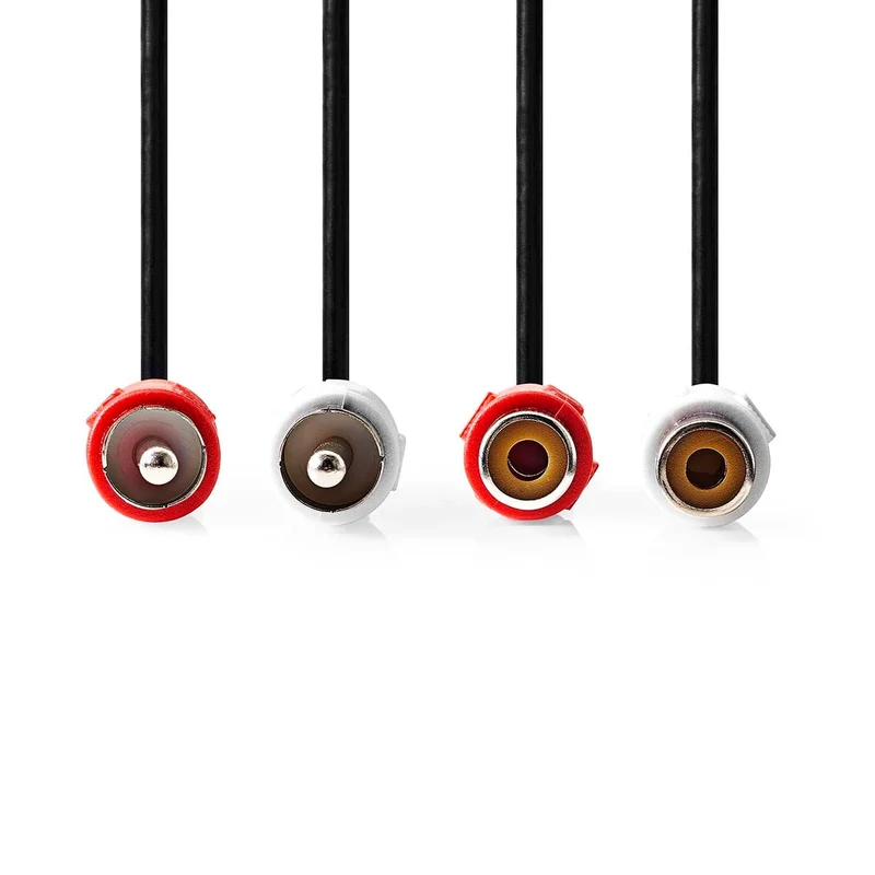 Stereo-Audiokabel 2x RCA Male - 2x RCA Female - Vernikkeld