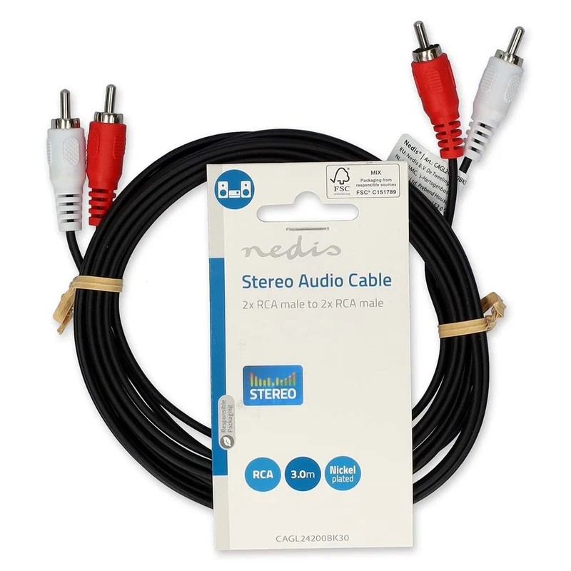 Stereo-Audiokabel 2x RCA Male - 2x RCA Male - Vernikkeld