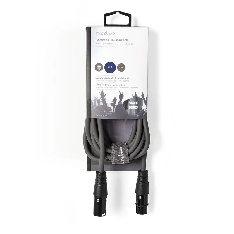 Gebalanceerde Audiokabel XLR 3-Pins Male - XLR 3-Pins Female - Vernikkeld