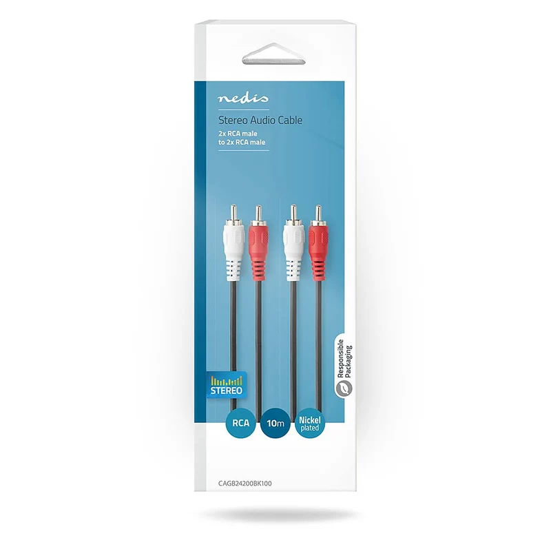 Stereo-Audiokabel 2x RCA Male - 2x RCA Male - Vernikkeld