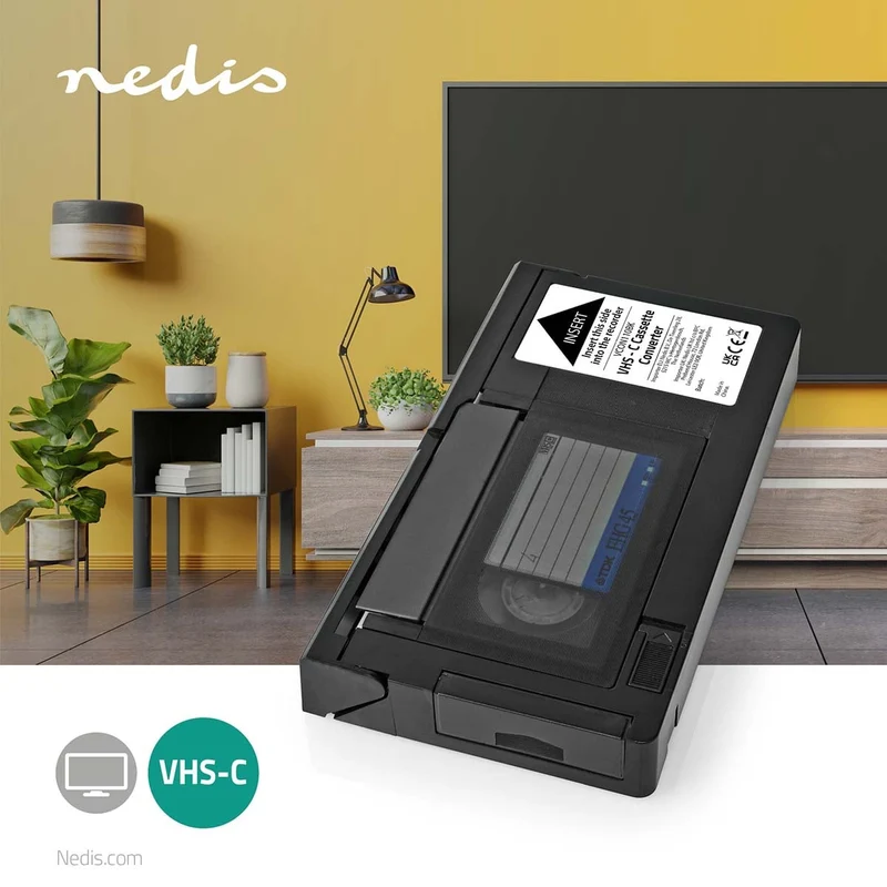 VHS-Converter Conversie: VHS-C naar VHS - Plug and play - Zwart