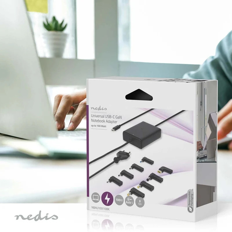Notebook-Adapter GaN - 100W - 5 / 9 / 12 / 15 / 20 V DC