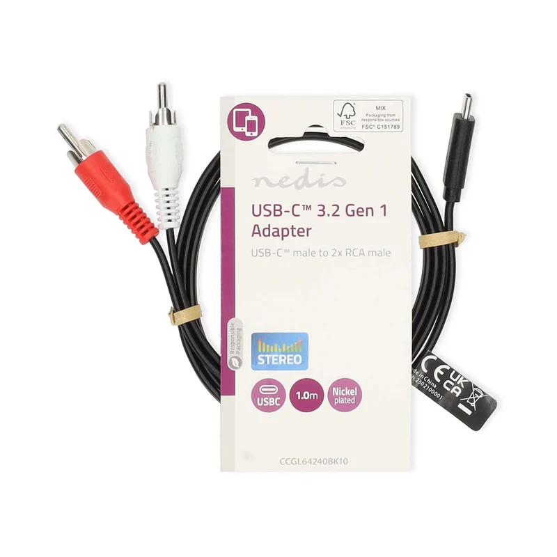 USB-C™ Adapter USB 3.2 Gen 1 - USB-C™ Male - 2x RCA Male