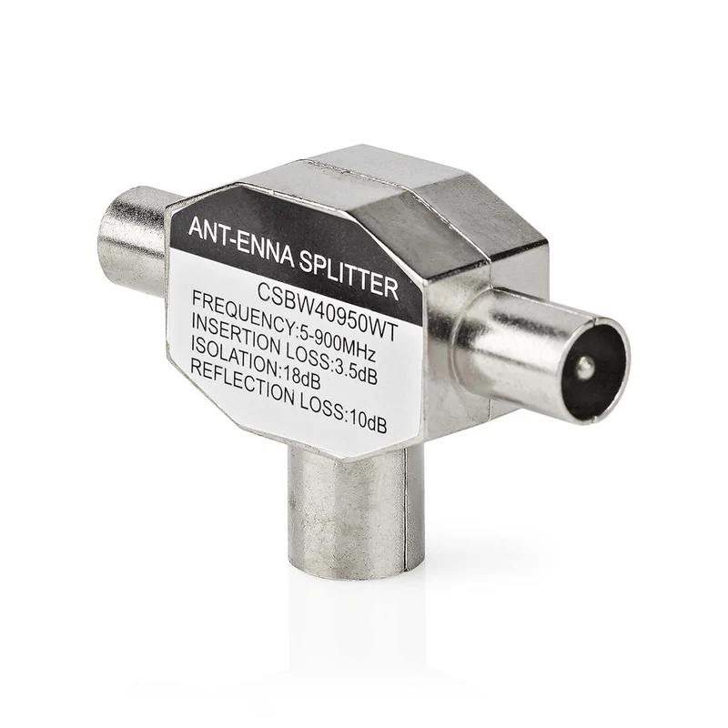 Satelliet- en Antenne-Adapter 2x Coax Male - IEC (Coax) Female - Vernikkeld