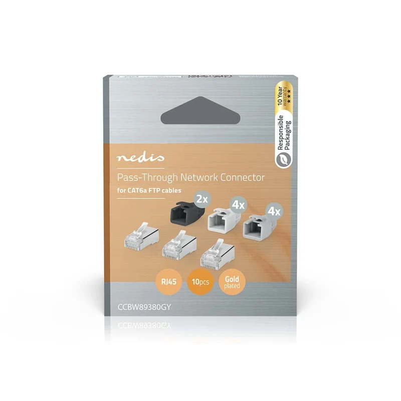 RJ45-Connector RJ45 Pass Through - Stevig/Gesnoerd FTP CAT6a - Recht