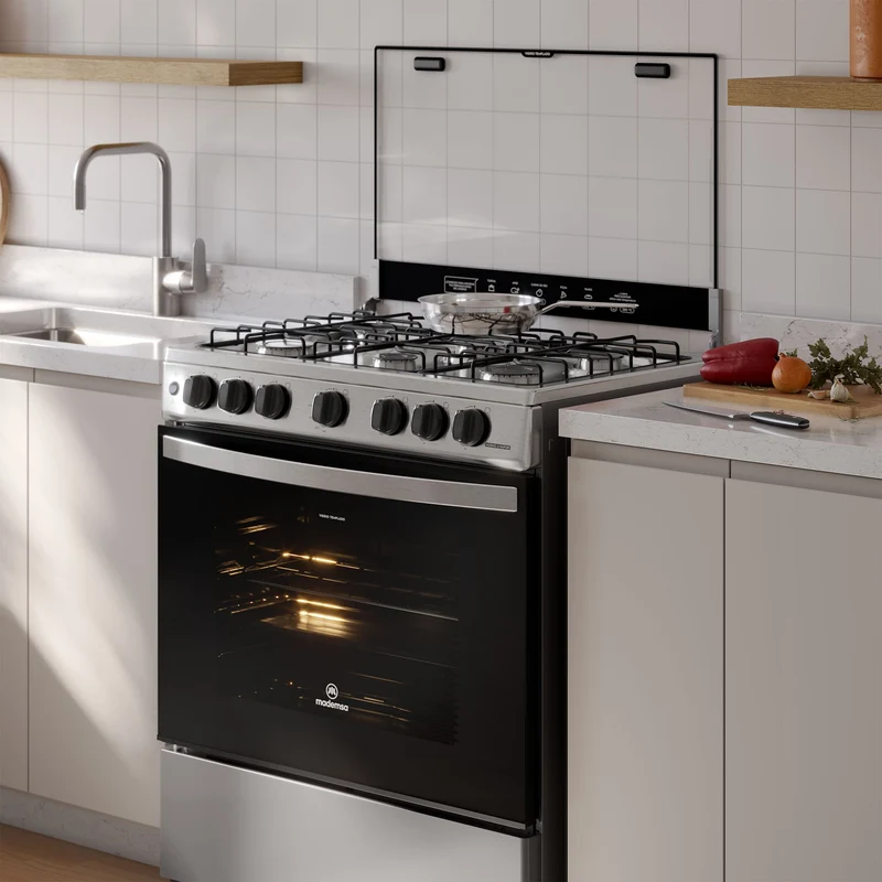 Cocina a Gas 6 Platos Horno Vapor y Parrillas Alambrón FM6LSC Mademsa