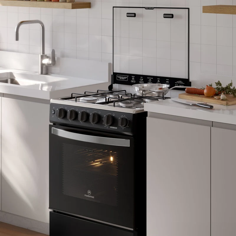 Cocina a Gas 4 Platos Horno Vapor y Temporizador FM4TPC Mademsa