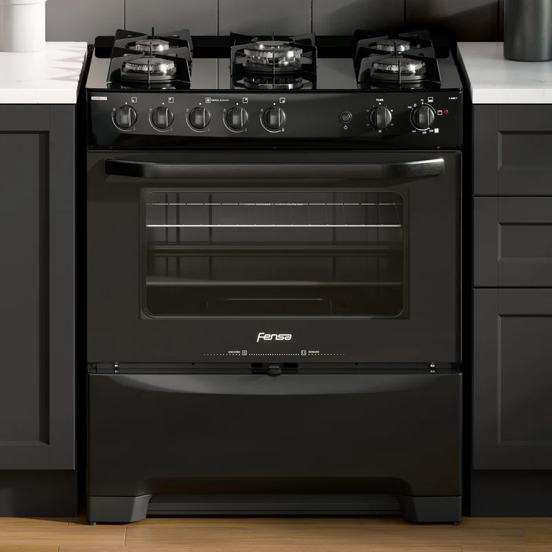 Cocina a Gas 5 Platos Cubierta Vidrio F 6500 T Fensa