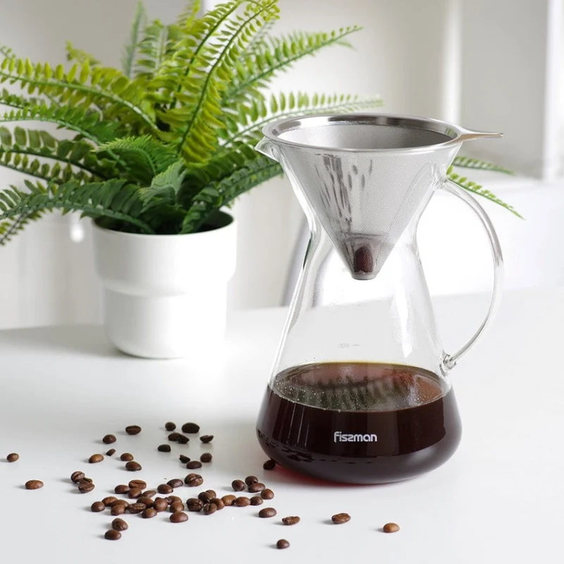 Cafetera Manual Pour Over 900ml Filtro De Acero Fissman