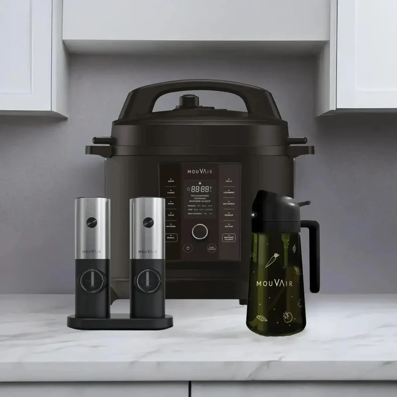 Olla Eléctrica Multifuncional Cook 6 Lts Mouvair + Rociador de aceite + Molinillos sal y Pimienta
