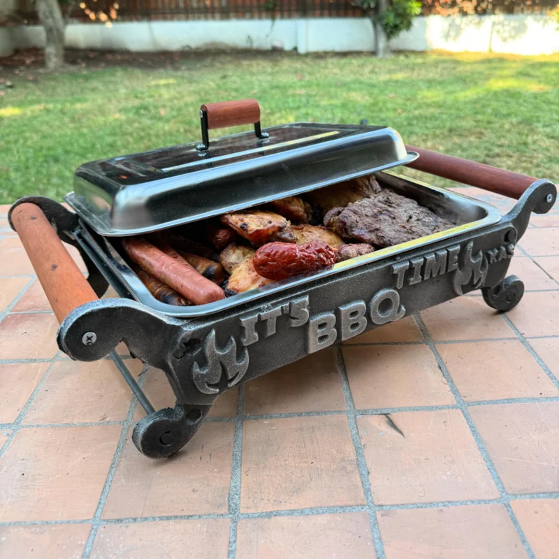 Parrilla Brasero De Mesa Con Tapa: BBQ Time Kas Chile