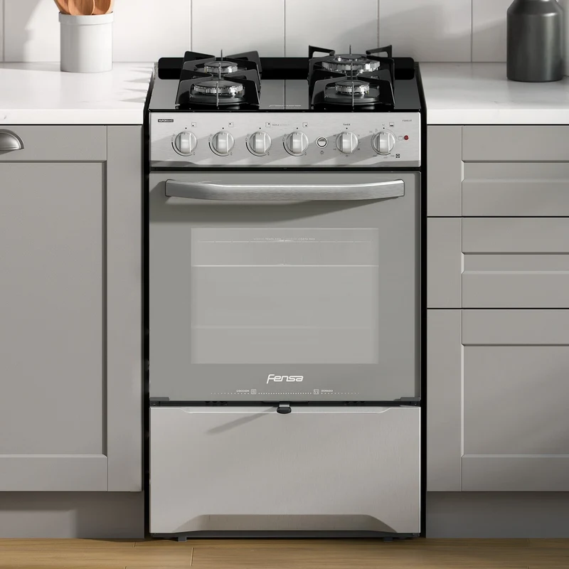 Cocina a Gas 4 Platos Cubierta Vidrio F 3000 RT Fensa