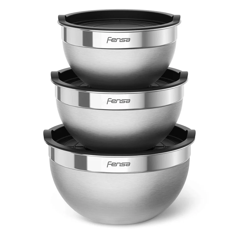 Set Bowls Acero Inoxidable Multiuso Tapa Plástico 3 Un Fensa
