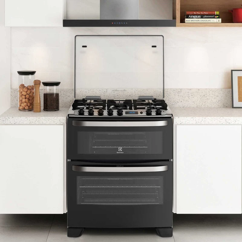 Cocina a Gas 5 Platos Doble Horno Timer Digital 76DBA Electrolux