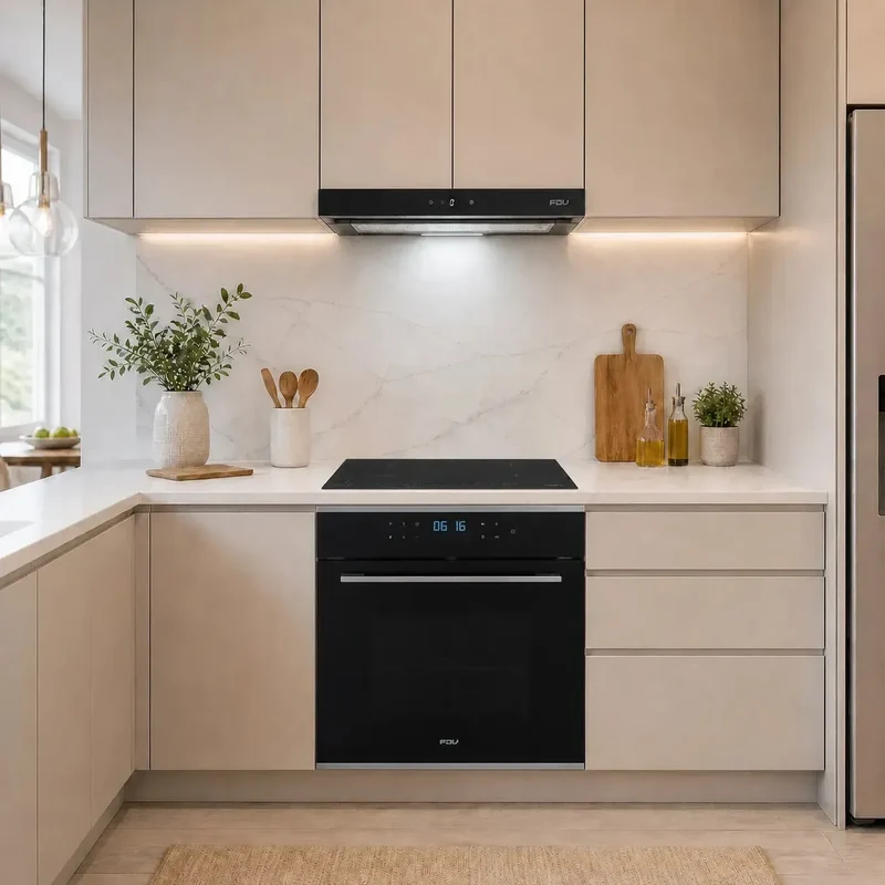 Kit Encimera Inducción Magno 4Q 60 cm FDV + Campana City Black Bajo Mueble 60 cm 452 m3/h FDV + Horno Elite Touch 3.0 60 Lts FDV