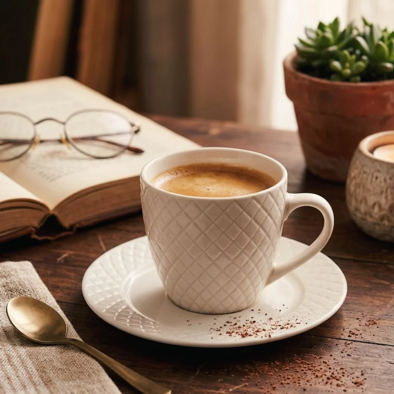 Juego de Té o Café de Porcelana 6 Tazas y 6 Platos Windsor 210 ml Decoexpress