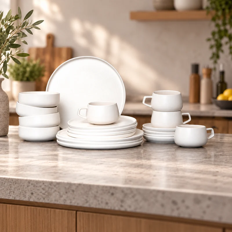 Juego de Vajilla Crema Porcelana 20 Pzs Coquinaria