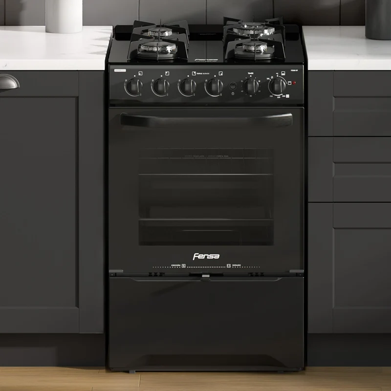 Cocina a Gas 4 Platos Cubierta Vidrio F 3000 BT Fensa