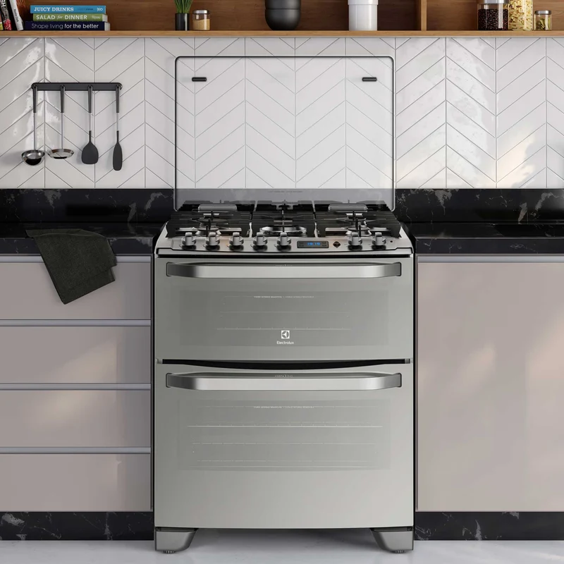 Cocina a Gas 5 Platos Doble Horno Timer Digital 76DXA Electrolux