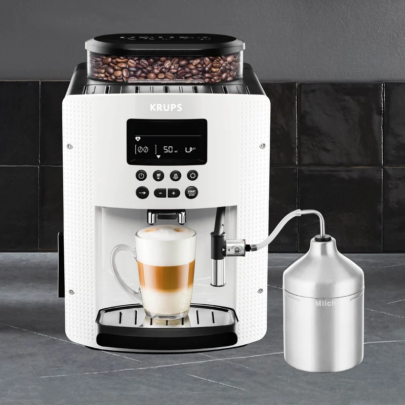 Cafetera Espresso Full Auto Display Blanca + Lechero Krups
