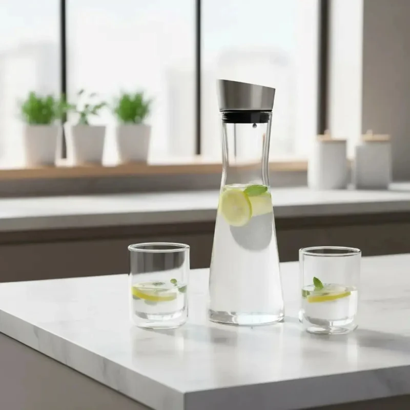 Set Botella Siena 1000 cc + Set 2 Vasos Genova 250cc Oroley