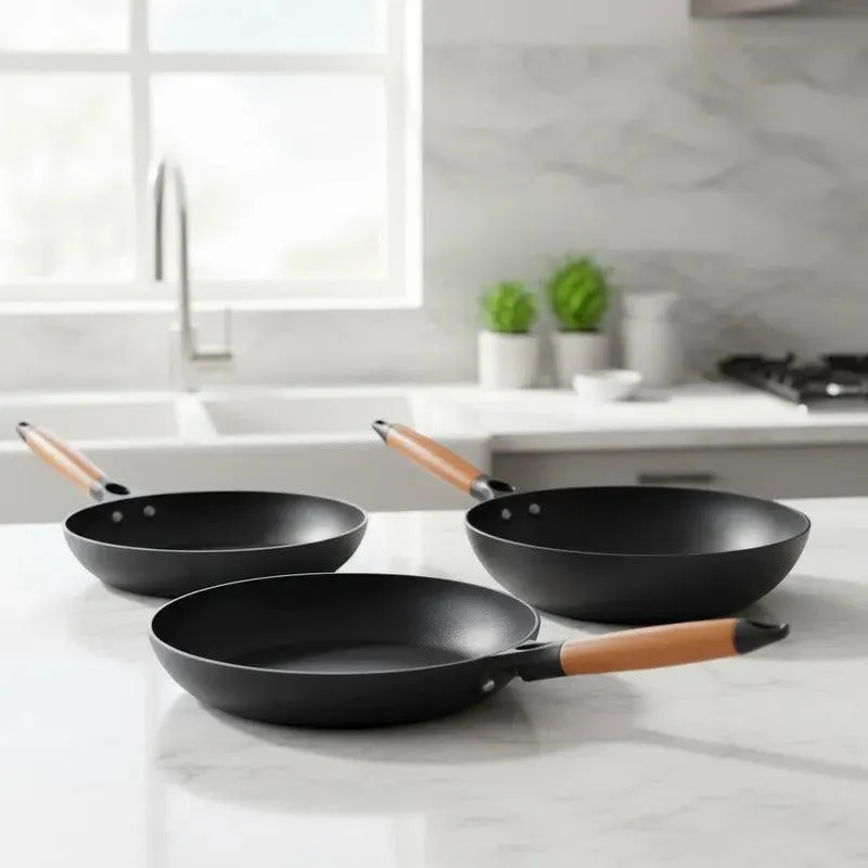 Set 2 Sartenes Nadur 26 y 28cm + Wok Nadur 28cm Oroley