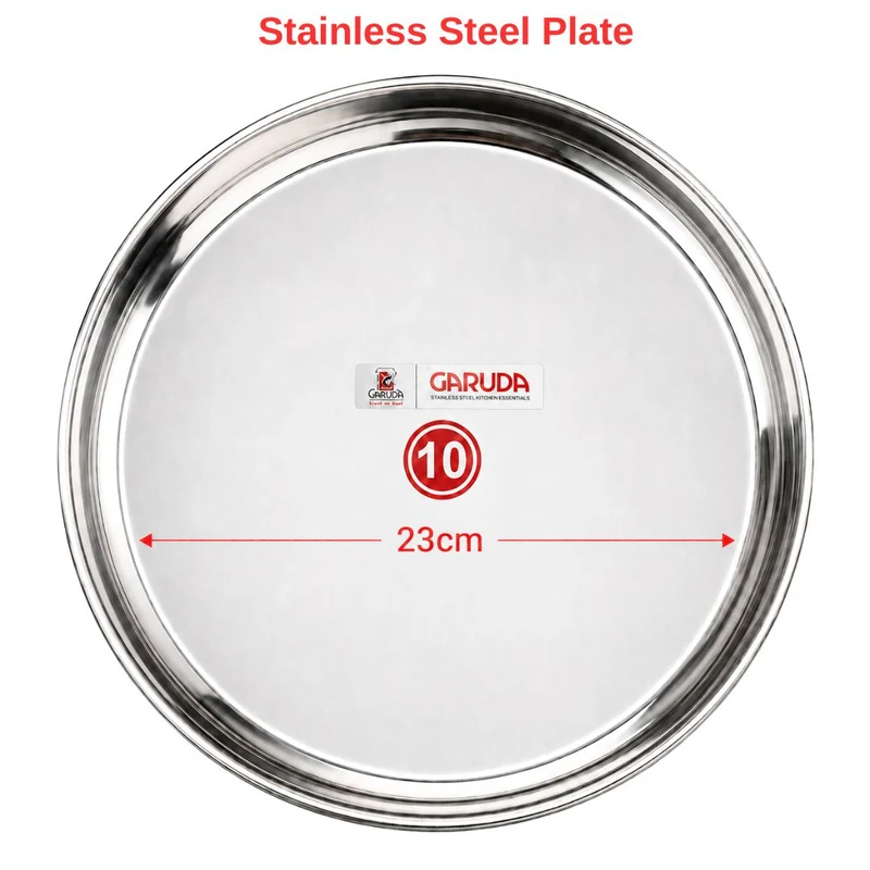 Plato llano de acero inoxidable | Stainless Steel Plate with diameter apprx. 23cm /280g