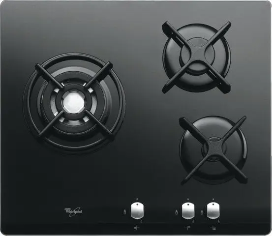 Placa Gas 3 fuegos negro Whirlpool AKT404NB