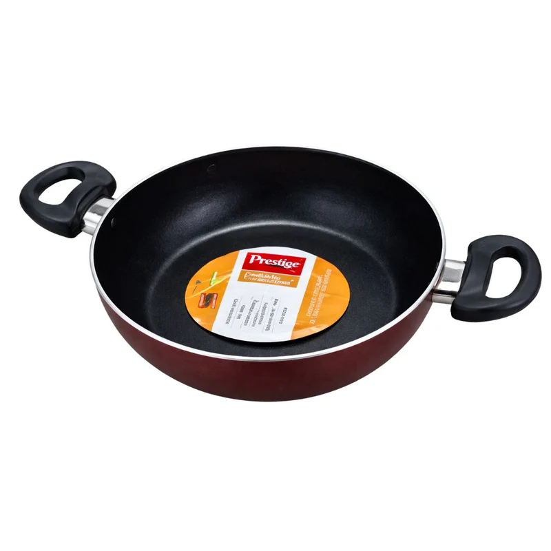 Sartén profunda | Kadai Aluminium Non-Stick 24 Cm-2.4 L in Maroon & Black (Gas+Induccion) Prestige