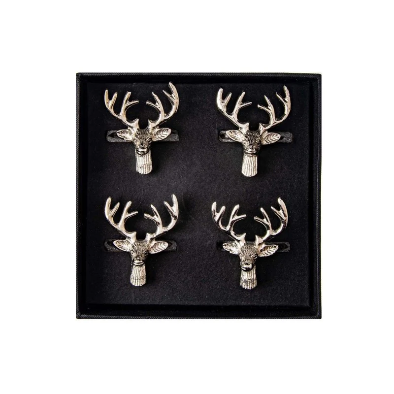 Set de 4 servilleteros de acero inoxidable Selbrae