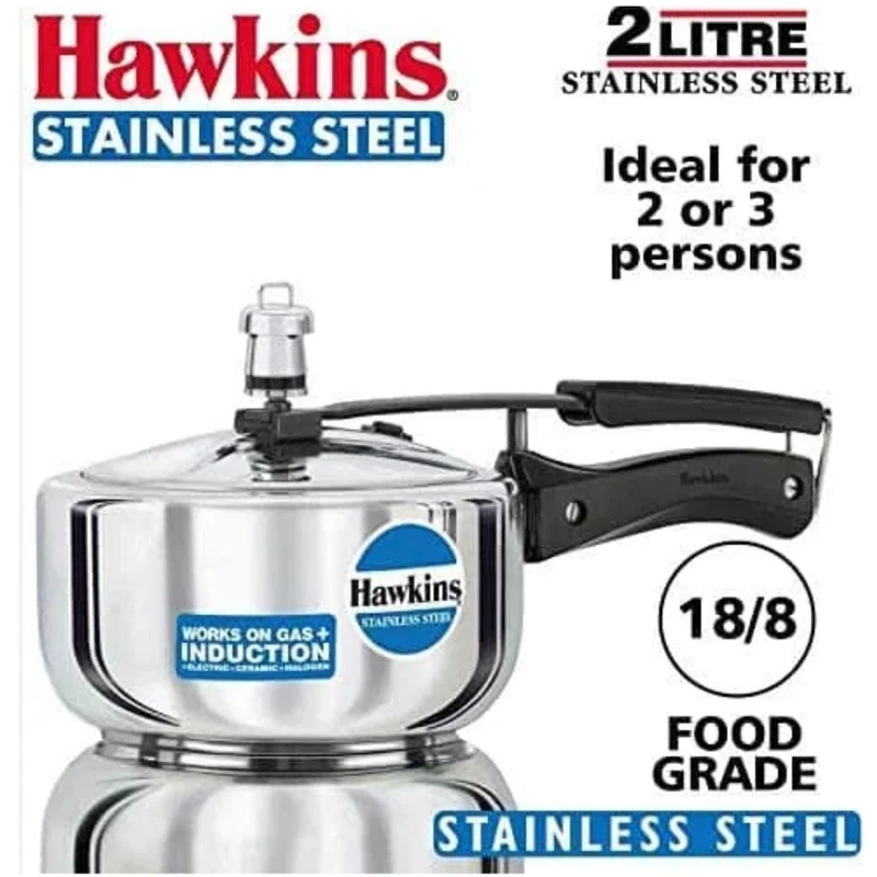 Olla de presion | Pressure Cooker (Stainless Steel) Hawkins 2Ltr. (Gas+Induccion) HSS20