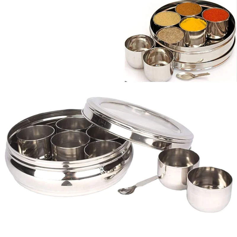 Organizador de especias | Indian Masala dabba | Spices organizer with Transparent lid