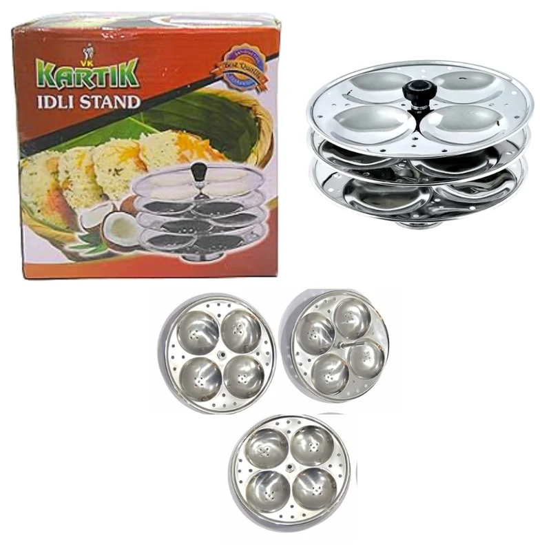 Idli Fabricante (Soporte) en acero inoxidable - 3 Platos| Idli Maker (Stand) in stainless steel - 3 Plates