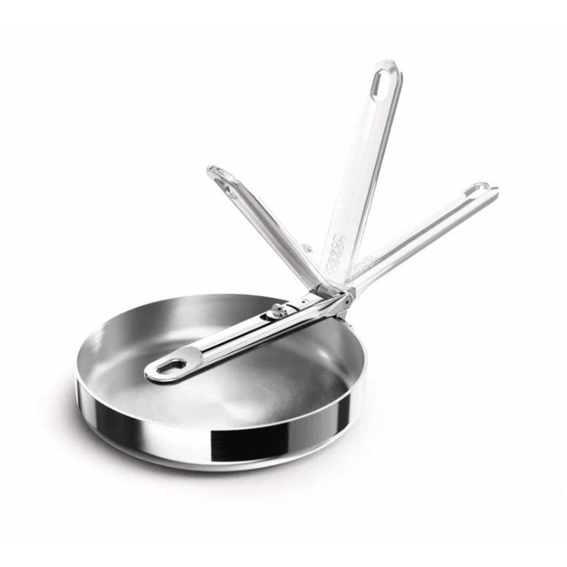 Sartén de acero inoxidable tricapa y con mango plegable Space Steel Joseph Joseph