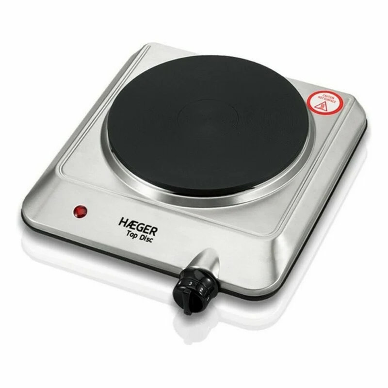 Placa Eléctrica Haeger HP-01S.014A Acero Inoxidable 1 Fogón Negro Plata 1500W