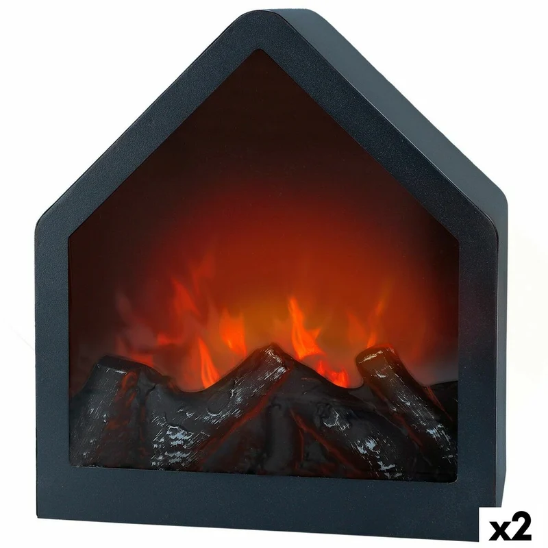 Ambientes de Mama de Chimenea Eléctrica Decorativa 20 x 23 x 14 cm (2 Uds)