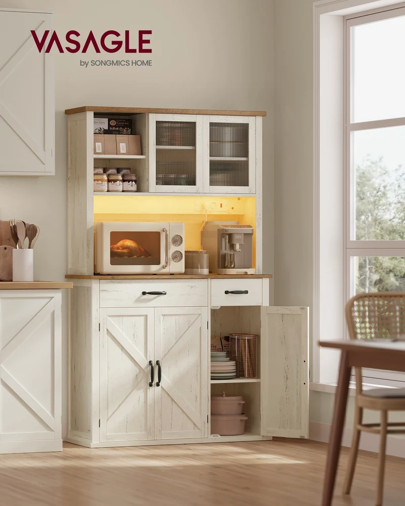 Armario de cocina con luces cargador y estantes ajustables