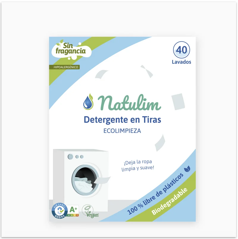 Detergente Eco-Tiras Sin fragancia 40 lavados