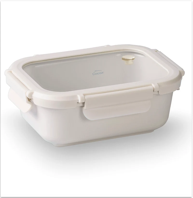 Tupper cerámico tapa cristal Crema