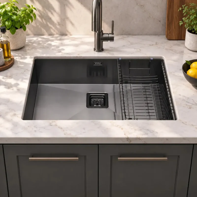 Lavaplatos Bajo Cubierta Acero Inox Big Cubus Nano Black FDV