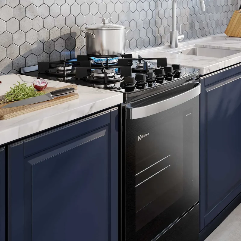 Cocina a Gas 4 Platos Doble Horno Parrillas Hierro Fundido F4EDB