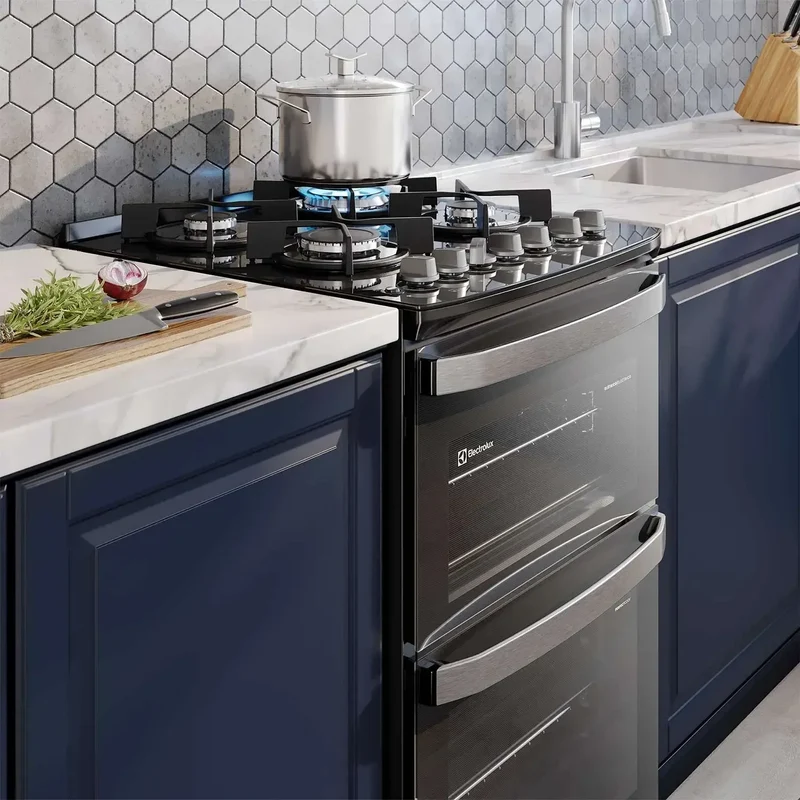 Cocina a Gas 4 Platos Parrillas Hierro Fundido F4EPB Negra