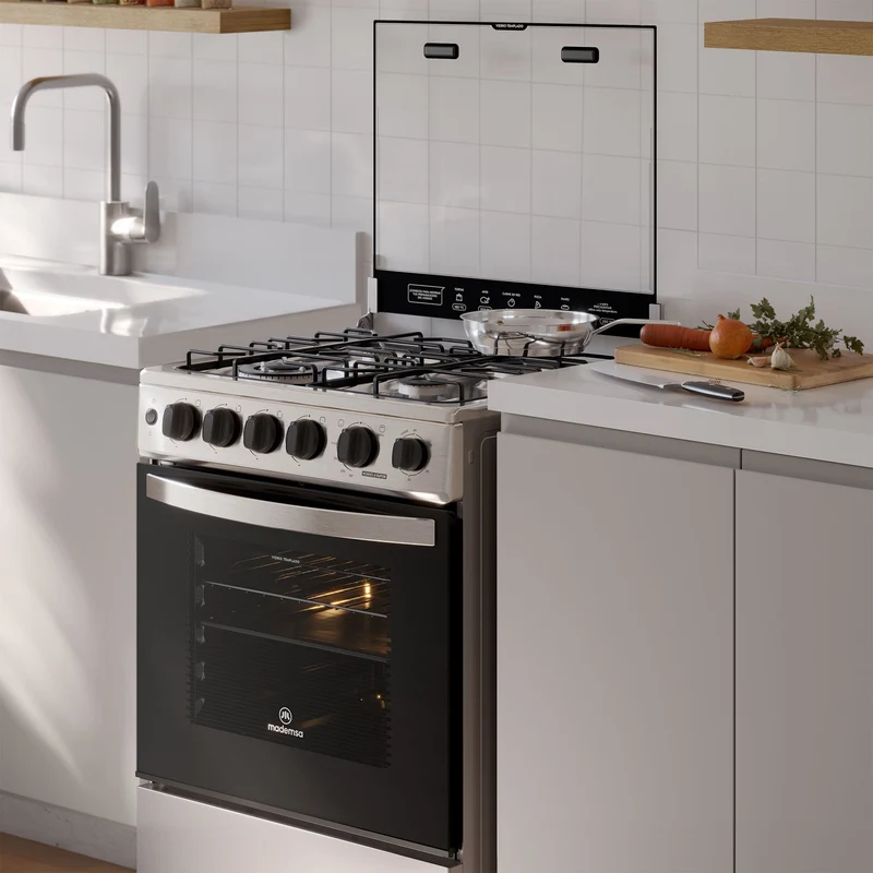 Cocina a Gas 4 Platos Horno Vapor y Triple Llama FM4SSC Mademsa