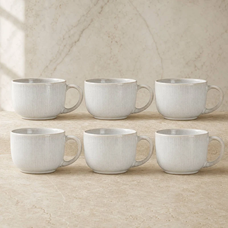 Set De 6 Tazas Sonora Cerámica 530 Ml Decoexpress