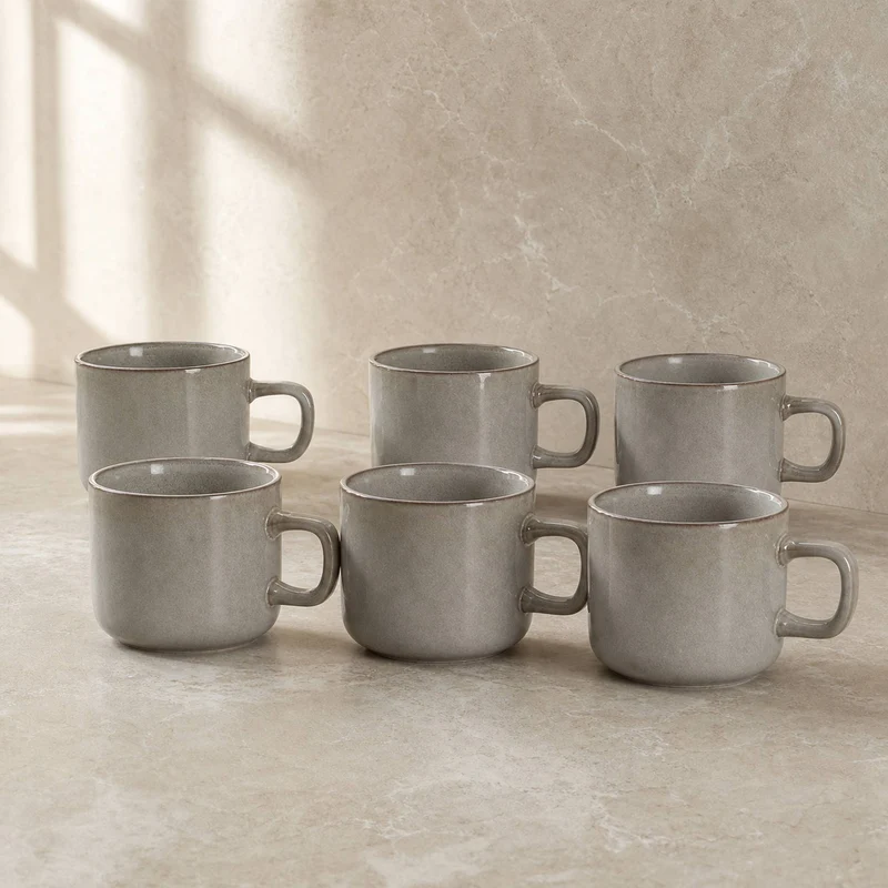 Set De 6 Tazas Halifax Cerámica 380 Ml Decoexpress