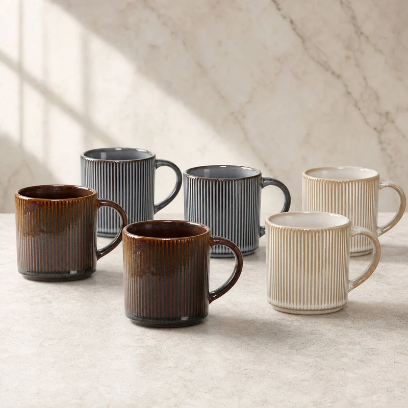 Set De 6 Tazas Vik Cerámica 350 Ml Decoexpress