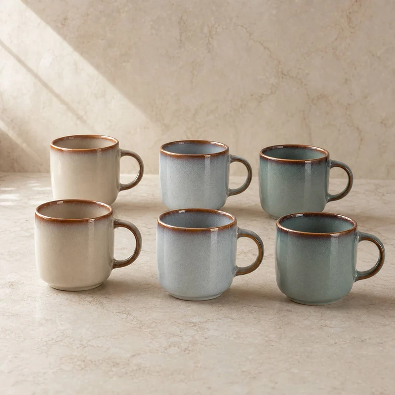 Set De 6 Tazas Chiloé Cerámica 380 Ml Decoexpress